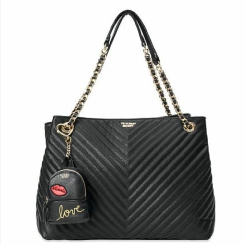 Victoria Secret Tote Bag & Keychain Charm